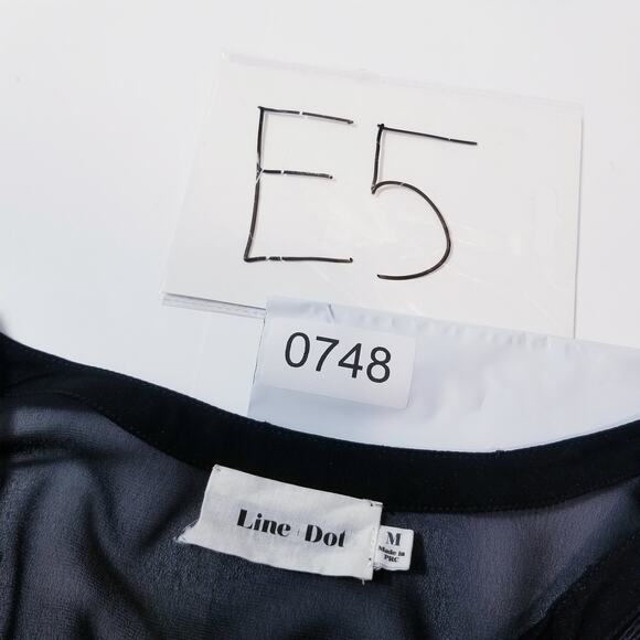 Line and Dot Black Crochet Tassels Deep V-neckline Sheer Blouse Long Sleeves - Picture 11 of 11